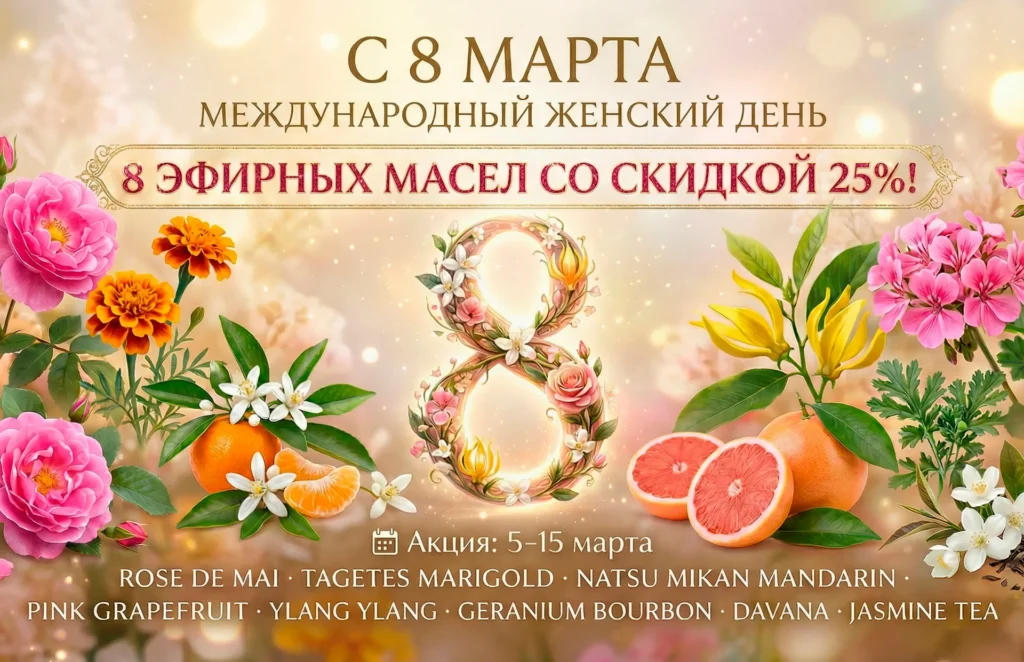 К 8 марта — 8 эфирных масел со скидкой 25%.
